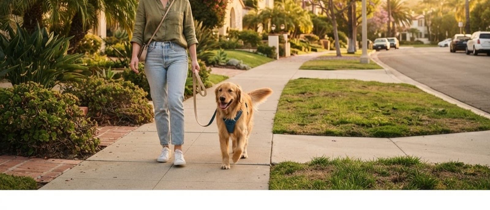 A calm dog beside its owner at home