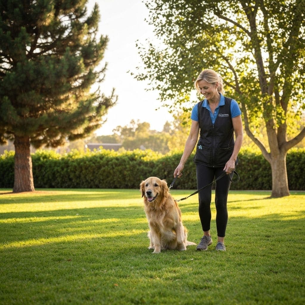 A dog training outdoors with focus